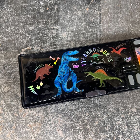 Dinosaur Hot Focus Retro Pencil Case Box Multi Compartment\ Calculator - Picture 2 of 11